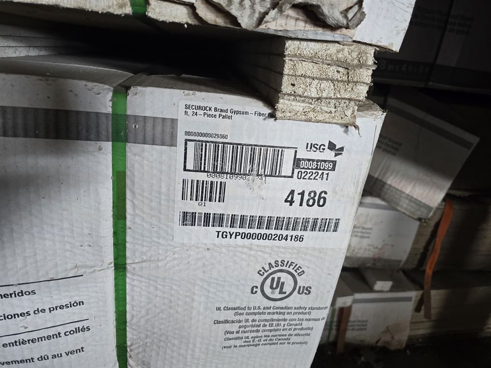 5/8" Secure Rock Gypsum Gypsum Fiber Roof Board- 4ft x 8ft -  Approx 1250 sheets
