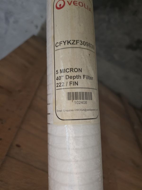 Depth Spun Polypropylene 5µm 40" 222/Fin/Silicone O-rings.
