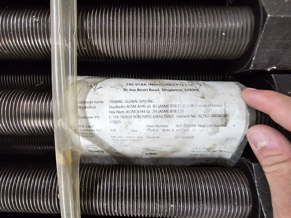 Assorted lot of Large Stud, Bolts, Nuts - Approx 15 Tons