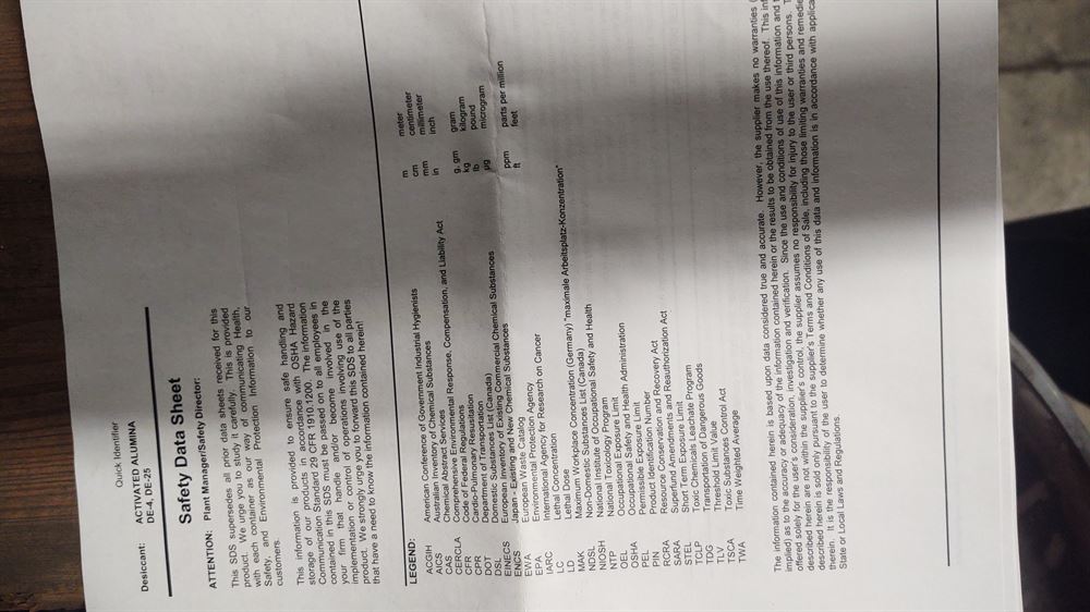 Activated Alumina 4mm in steel barrels, 3150 lbs