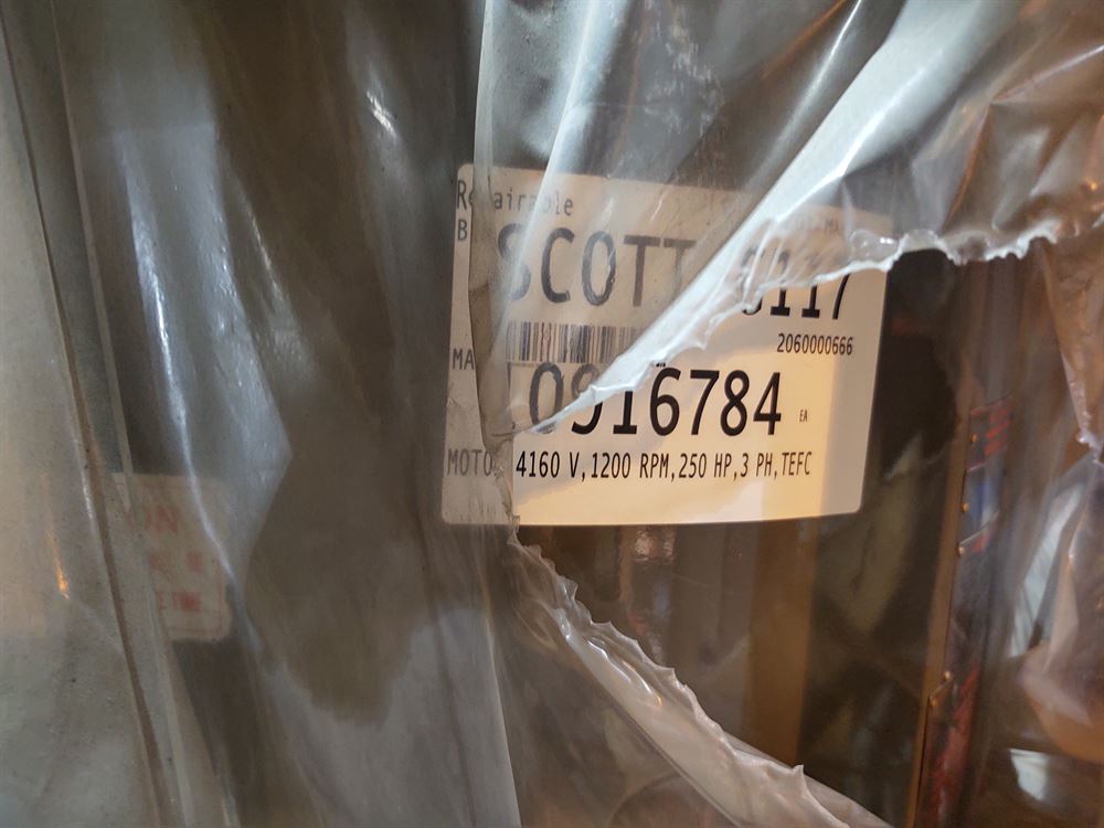 250HP, 1200RPM, 4160V, Westinghouse, 5009P30, TEFC Electric Motor